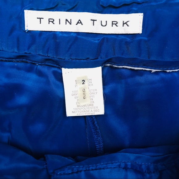 Trina Turk Cobalt Blue Slim Ankle Pants Sz 2 - Picture 6 of 6